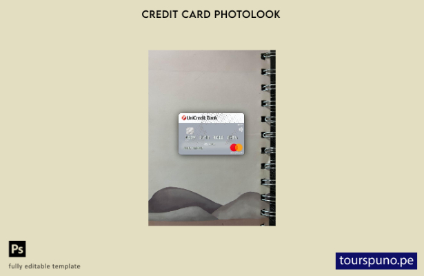 listo para imprimir Plantilla frontal de aspecto fotográfico de tarjeta de cré 1